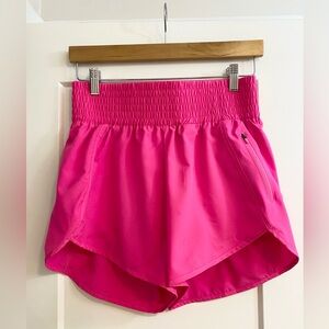 Running Shorts Elastic High Waisted with Pockets, 2.5" Shorts Pink M